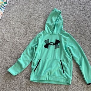 Under Armour Kids Mint Green Hooded Sweatshirt with Black Logo